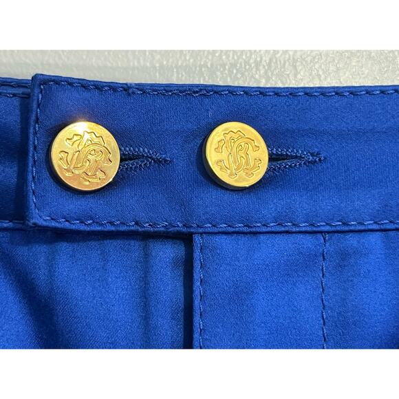 Roberto Cavalli Skirt Size 38 US Size 2 Royal Blue Pleated Gold Logo Preppy - Picture 5 of 10